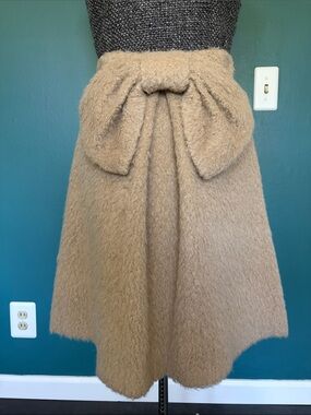 Kate Spade Bucle Wool Statement Bow A-Line Skirt (w side pockets) sz 2 XS NEW